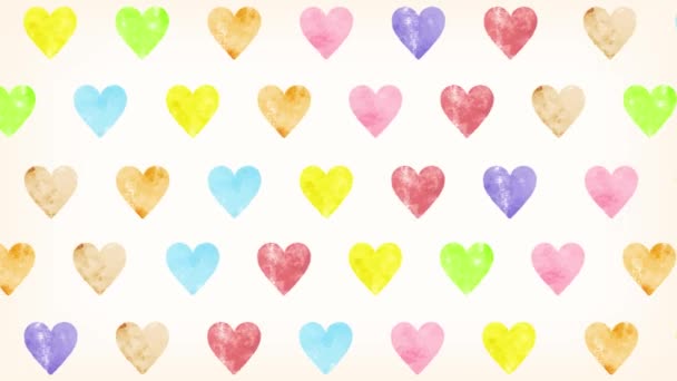 Watercolor Colorful Heart Background — Stock Video