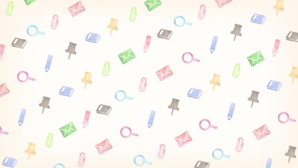 Colorful Watercolor Icon Background Stationary — Vídeo de Stock