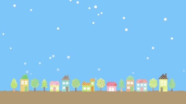 Акварельний Ілюстраційний Фон Сніговий Міський Пейзаж — стокове відео
