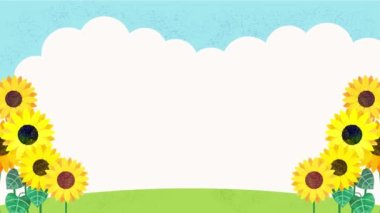 Sunflowers illustration on sky background