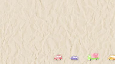 Car illustration on craft paper background
