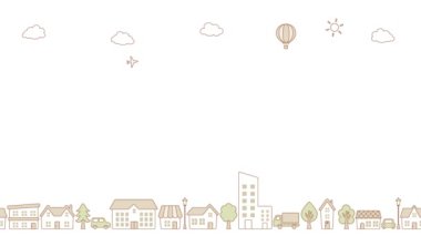 Simple cityscape background, houses and trees