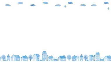 Grunge watercolor townscape background (blue)