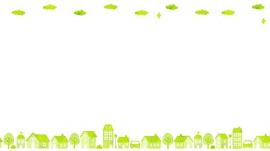 Grunge watercolor townscape background (green)