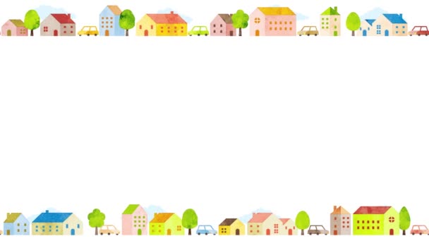 Simple Townscape Decoration Illustration Houses Cars — Wideo stockowe