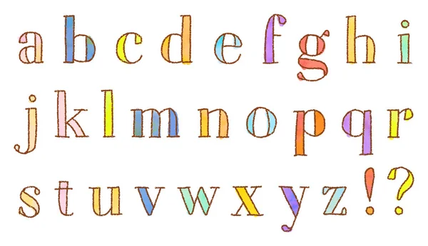 Alphabets Gribouille Colorés Vecteur Aquarelle — Image vectorielle