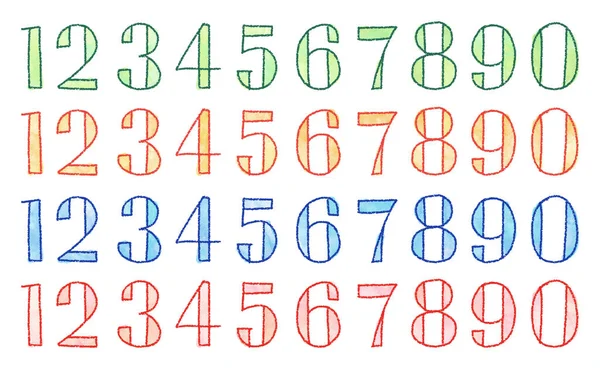 Aquarel Vector Kleurrijke Krabbel Nummers — Stockvector