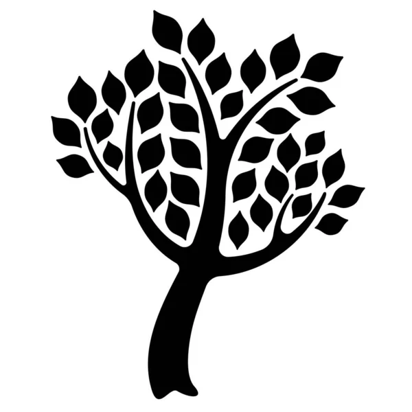 Zwart silhouet van een boom. Ikoon, logo, voor het etiketteren van goederen — Stockvector