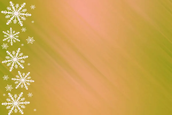 冬季绿色的粉红色饱和明亮的渐变背景 任意雪花横向和对角线光条纹 圣诞节 新年贺卡 带有复印空间 可用于网站 小册子 印刷和设计 — 图库照片