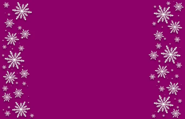 冬季品红紫色淡紫色淡紫色紫丁香玫瑰红粉红饱满的背景明亮 两边都有白色雪花 可用于网站 小册子 这是一张绝妙的贺卡 用来祝贺 圣诞贺词 — 图库照片