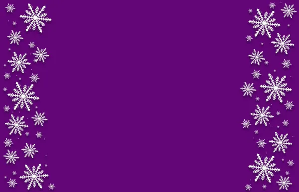 冬季紫色的品红饱满的明亮的梯度背景与随机雪花两面 圣诞节 新年贺卡 带有复印空间 可用于网站 小册子 漂亮的邀请卡 恭喜你 — 图库照片