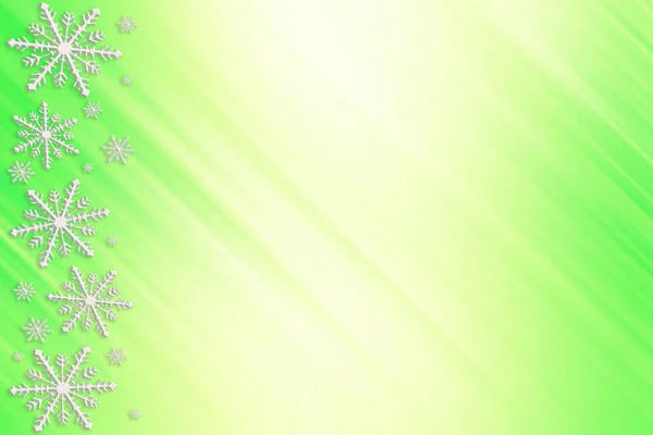 冬季黄绿色薄荷饱和明亮的梯度背景与随机雪花横向和对角线光条纹 圣诞节 新年贺卡 带有复印空间 可用于网站 小册子 印刷和设计 漂亮的卡片 — 图库照片