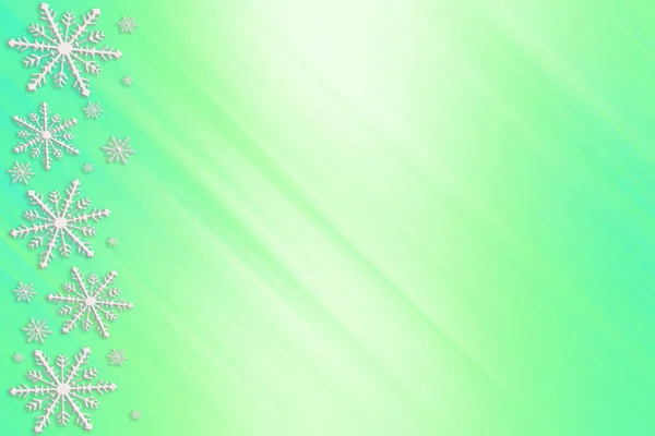 Зимний Бирюзовый Зеленый Мята Насыщенный Яркий Градиентный Фон Случайными Снежинками — стоковое фото