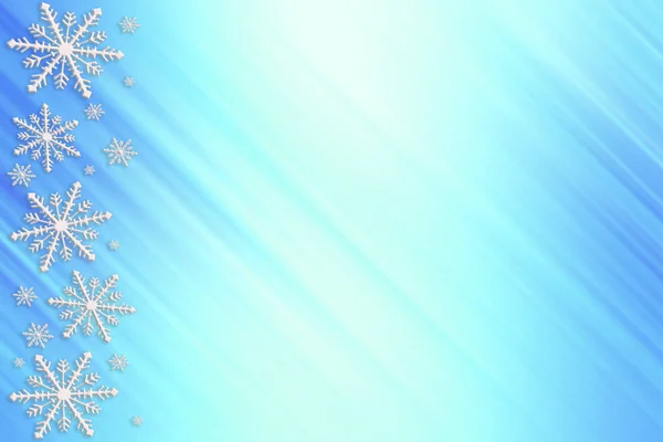 冬季蓝色绿松石绿色薄荷饱和明亮的梯度背景与随机雪花横向和对角光条纹 圣诞节 新年贺卡 带有复印空间 可用于网站 小册子 印刷和设计 Beauti — 图库照片