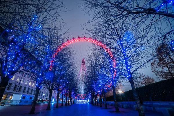 Olho Londres Ferris Ring Foreign Alley Trees Festive Decoration Festive — Fotografia de Stock