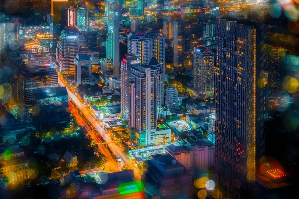 Bangkok Thailand - June 8 2019 : Landscape of Bangkok city at twilight time with bird view. Capture from highest office building in Bangkok (central of bangkok)