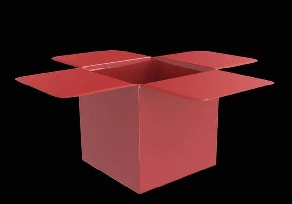 Rendering Κόκκινο Κουτί Σκιά Μαύρο Φόντο — Φωτογραφία Αρχείου