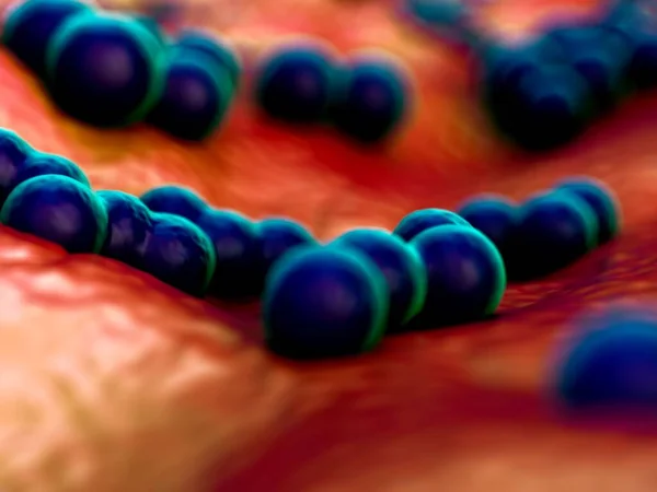 3DイラストのMrsa細菌またはスーパーバグ細菌 — ストック写真