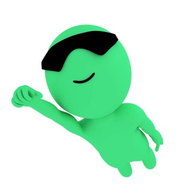 Beyaz gözlüklü ve kravatlı bir kişinin 3D görüntüsü