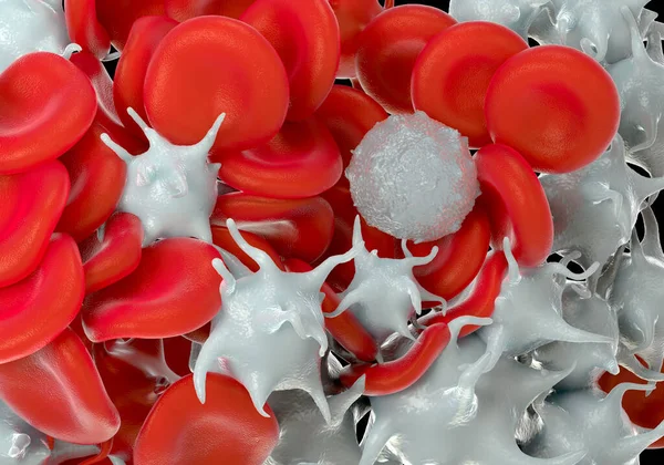 Glóbulos Rojos Plaquetas Activadas Glóbulos Blancos Fotos Microscópicas — Foto de Stock