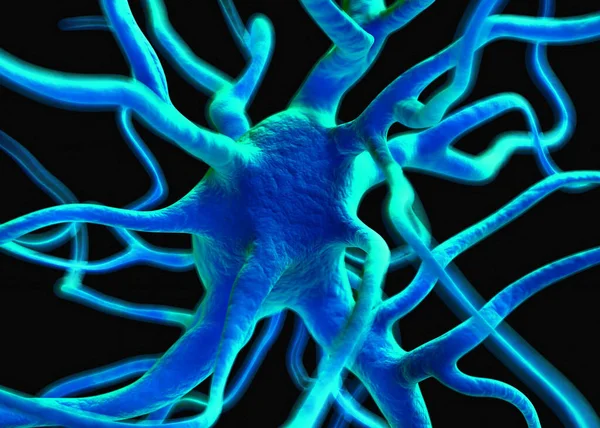 神经细胞或神经细胞 是神经系统的一部分 通过电和化学信号处理和传递信息 — 图库照片