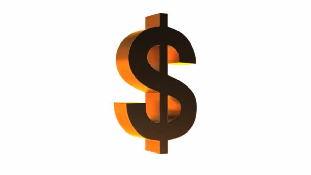 Dollar Sign Isolated White — Stock Video