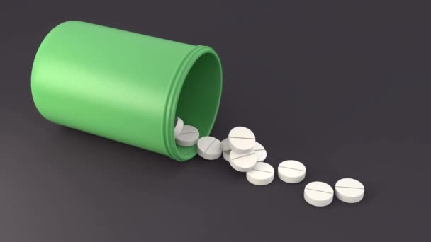 Pílulas Aspirina Recipiente Verde — Vídeo de Stock