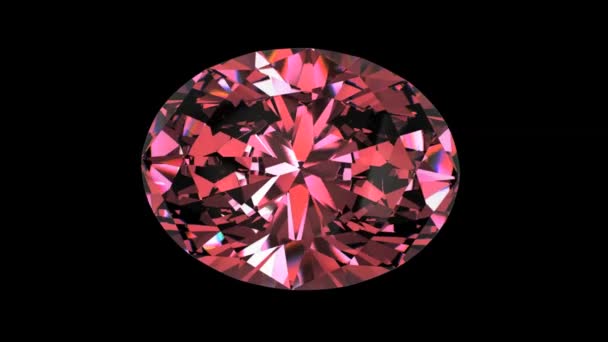 Beau Gros Diamant Rouge Brillant Sur Fond Noir — Video