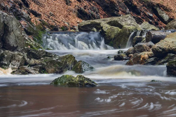 Belçika Ardennes 'de küçük bir dağ nehri