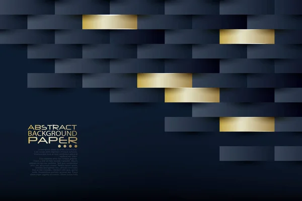 Abstracte 3d geometrische patroon luxe donkerblauw met goud — Stockvector