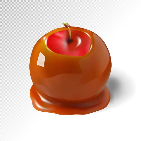 Mela caramellata illustrata. Vettore realistico, illustrazione 3d — Vettoriale Stock