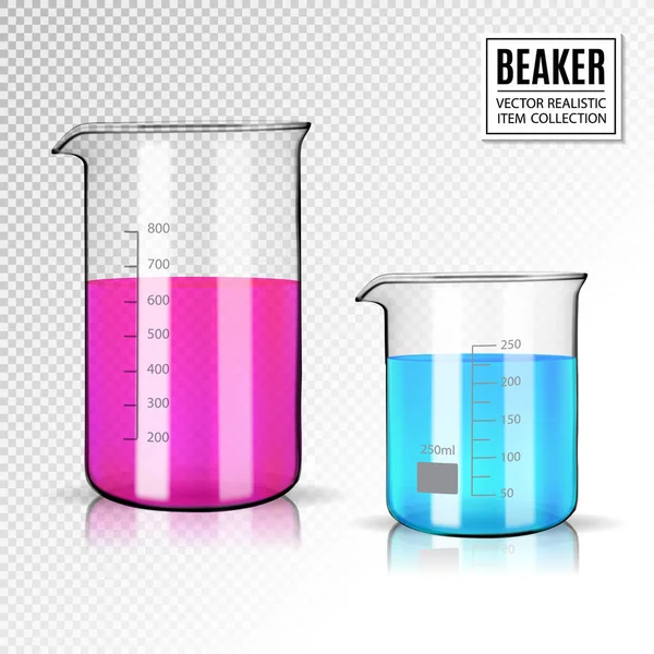 Laboratory Glassware Beaker Varicolored Liquid Quality Realistic Vector Illustration Vector Graphics