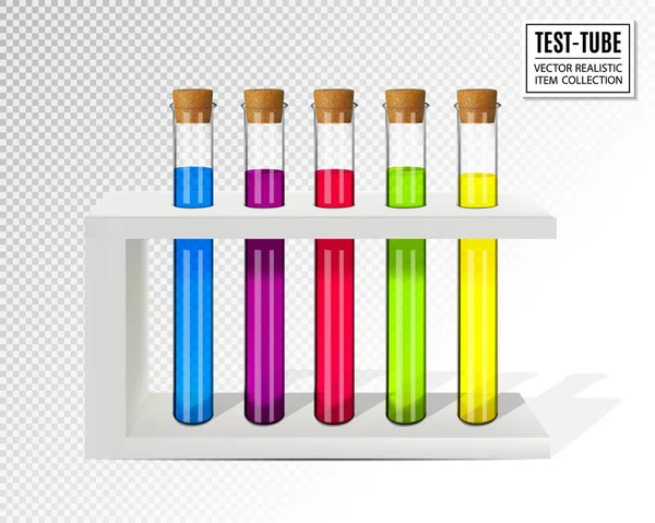 Vector Set Transparent Glass Chemical Laboratory Test Tubes Varicolored Liquid Illustration De Stock