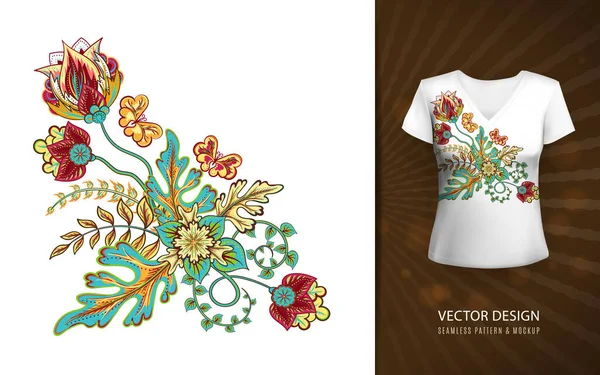 Pattern Fantastic Flowers Hand Drawn Preparation Embroidery Demonstration Layout Womens Royalty Free Stock Vectors