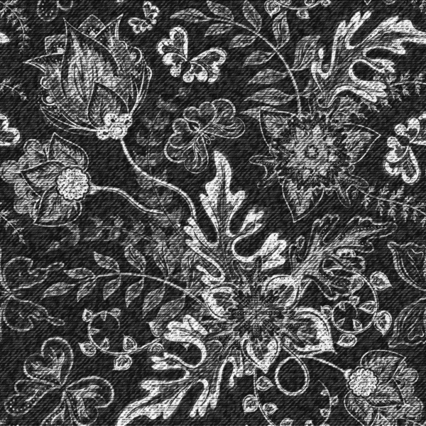 Vector Jeans Background Flowers Denim Seamless Pattern Black Jeans Fabric Royalty Free Stock Illustrations