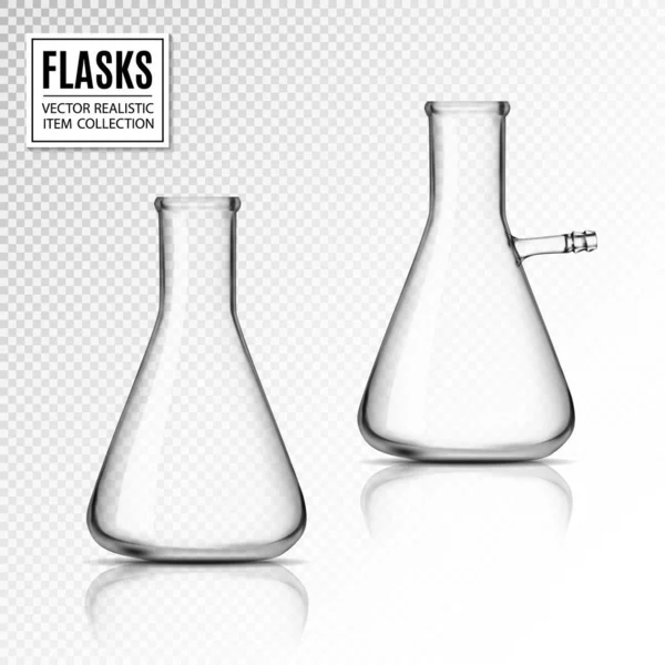 Realistic Glass Laboratory Equipment Set Empty Flasks Beakers Eps10 Vector Stock Vector