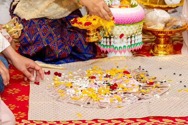 Hochzeit Mitgift Die Mitgift Ehe Thailand Thailand Hochzeit Zeremonie — Stockfoto