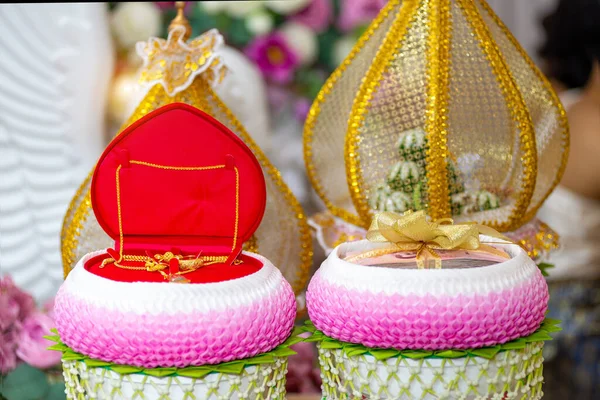 Hochzeit Mitgift Die Mitgift Ehe Thailand Thailand Hochzeit Zeremonie — Stockfoto