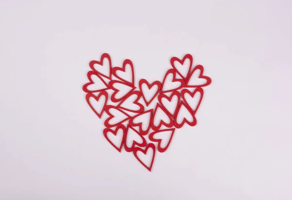 Red Heart Figures Make Heart White Background — Zdjęcie stockowe