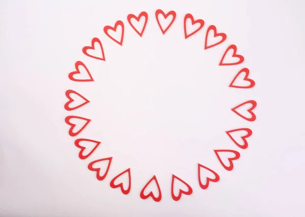 Red Heart Figures Make Circle — Stok fotoğraf