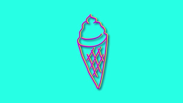 Ice cream symbol, bright stroke hand drawn. — Stock Video