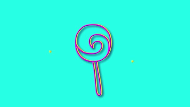 Sweet lollipop symbol, bright stroke drawn by hand. — Stock Video
