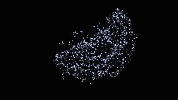 Light glowing geometric shape made of many particles with slow motion in space. — Stock video