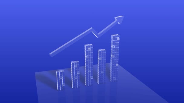 Data chart symbol with profit arrow. 3d icon. — Stock Video