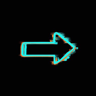  Sağa ok at. Siyah arkaplanda sivri uçlu bir çizgi ile elle çizilmiş işaretleyici. 