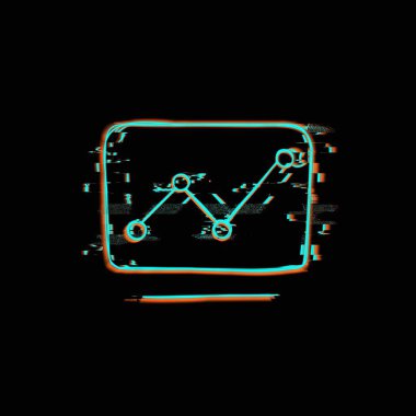  Siyah arkaplan üzerinde pürüzlü bir çizgi ile elle çizilmiş istatistik içeren ekran