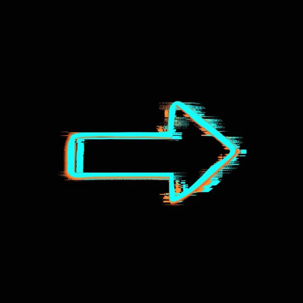 Pijl rechts. Pointer met de hand getekend met een gekartelde lijn op een zwarte achtergrond. — Stockfoto