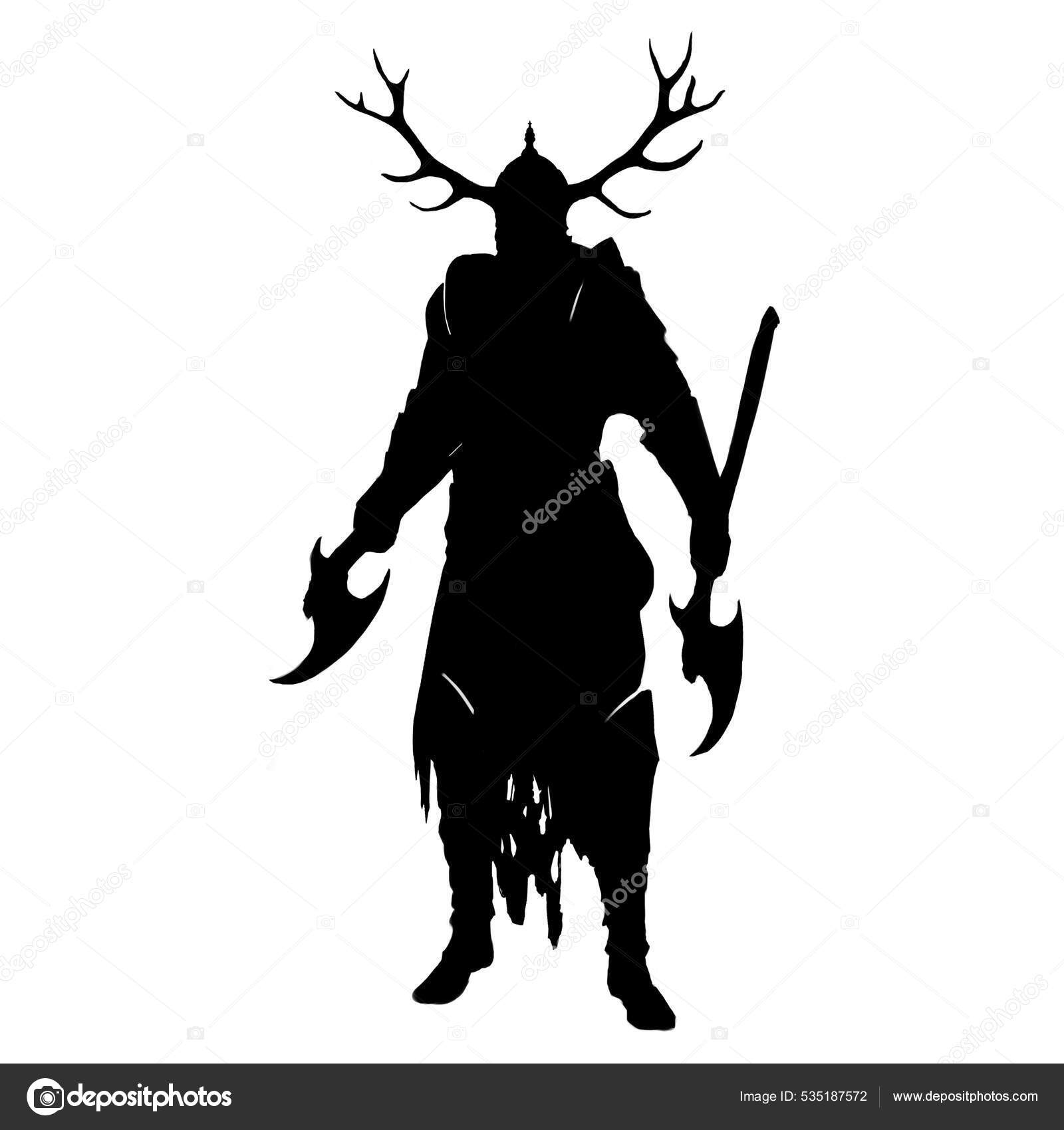 Silhouette Barbarisk Kriger Hjelm Med Horn Med Hånds Økser Todimensjonal –  stockfoto © Kalleeck #535187572, image size:1600x1700