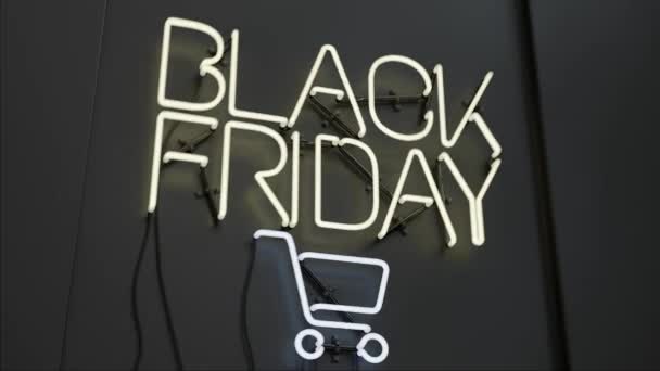 Neon Lights Black Friday Super Sale Sign Animation — стоковое видео