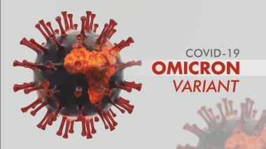 Roman Covid 19 Corona Virüs Strain. Omicron Varyasyon 3d Görüntü Arkaplan Afişi. Küresel Salgın Konsepti.